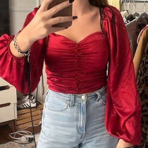 Red Silk Blouse